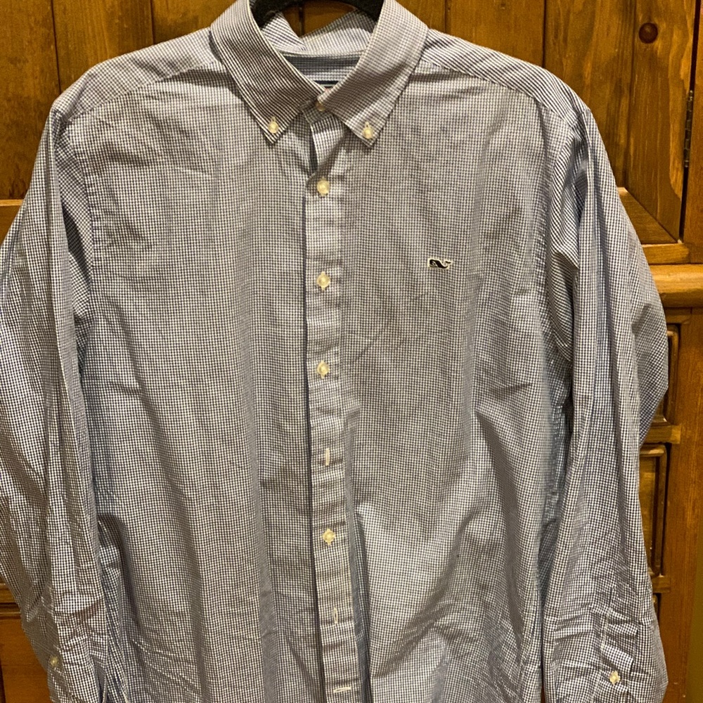 Vineyard Vines blue/white small check  slim fit